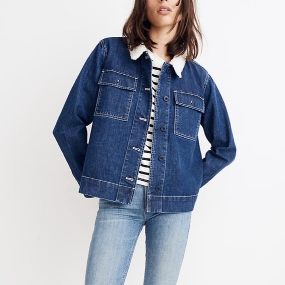 Madewell Denim Northward Cropped Army Jacket XXS